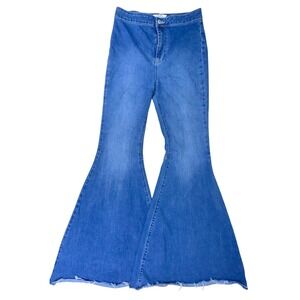 We The Free Blue High-Waist Flare Jeans